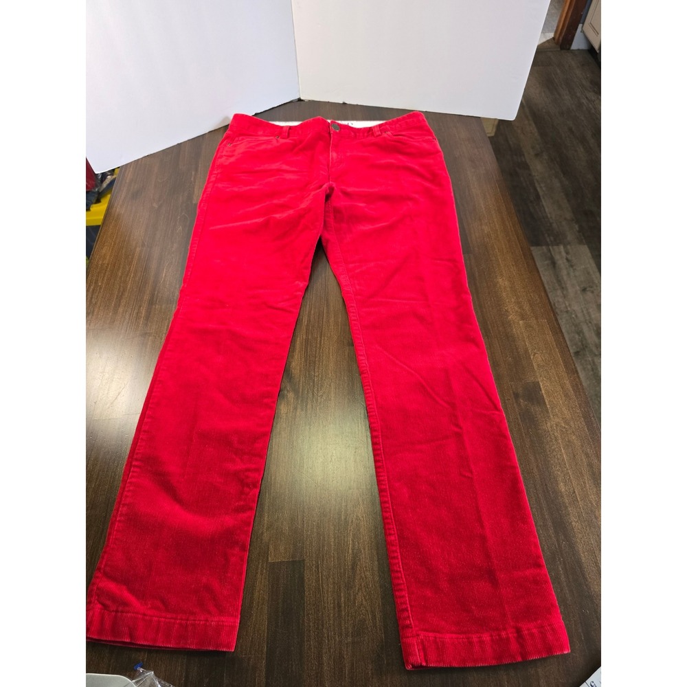 Lands End Womens 12 Red Corduroy Straight Leg Stretch Pants RN 62630